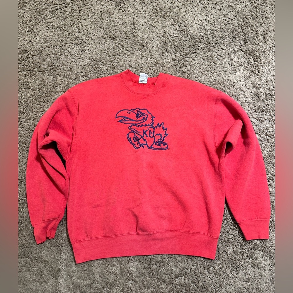 Vintage NCAA Kansas Jayhawks “triple red” sweater 80s size xl